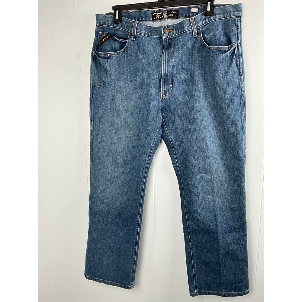 Ariat Rebar M4 Relaxed Boot‎ Jeans Mens 40x30 Medium Wash Blue Workwear Denim